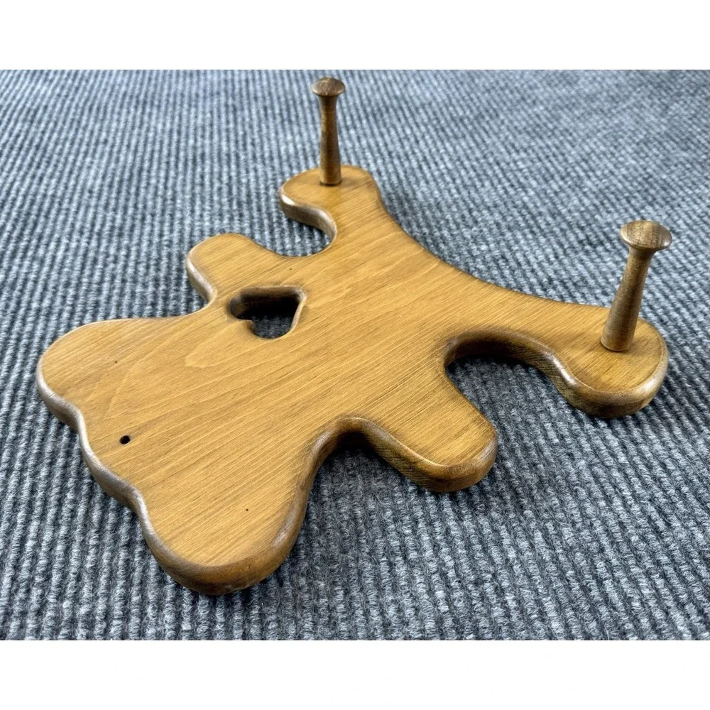 Vintage Wood Teddy Bear Wall Hook Rack Heart Cutout Nursery Decor Granny Cottage